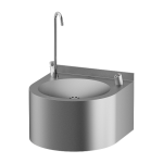 Nerezová pitná fontánka s automaticky ovládaným výtokom a armatúrou na napúšťanie pohárov, povrch matný, 6 V