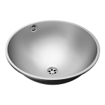 Nerezové zápustné guľaté umývadlo s prepadom, Ø 360 mm
