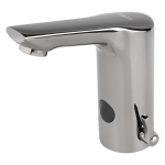 Automatická stojanková batéria s reguláciou, úzky výtok, dve vody, metal grey, 24 V DC