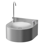 Nerezová pitná fontána závesná s elektronikou a armatúrou na napúšťanie pohárov, 24 V DC