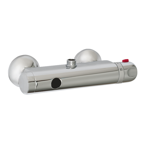 Automatické nástenné ovládanie sprchy s elektronikou ALS s horným vývodom a termostatickým ventilom pre pripojenie k sprchovému setu, 9 V