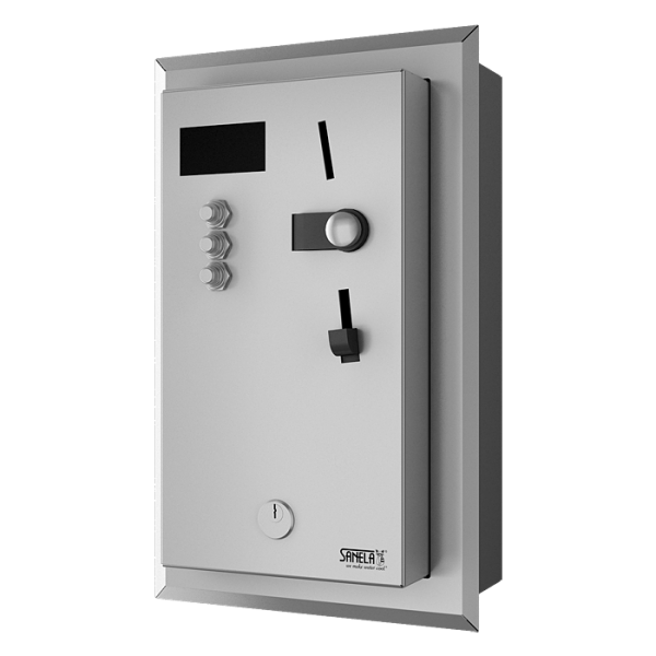 Mincový automat pre jednu až tri sprchy – interaktívne ovládanie, zabudovaný, voľba sprchy tlačítkom