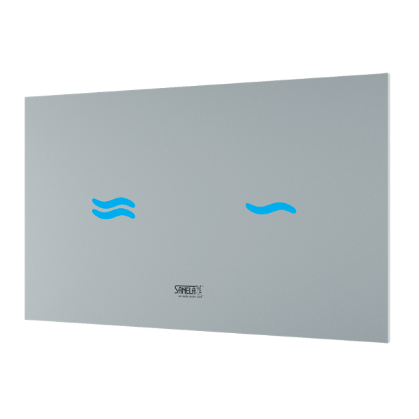 Elektronický dotykový splachovač WC s elektronikou ALS do montážneho rámu SLR 21, farba skla REF 9003 biela, podsvietenie modré, 24 V DC
