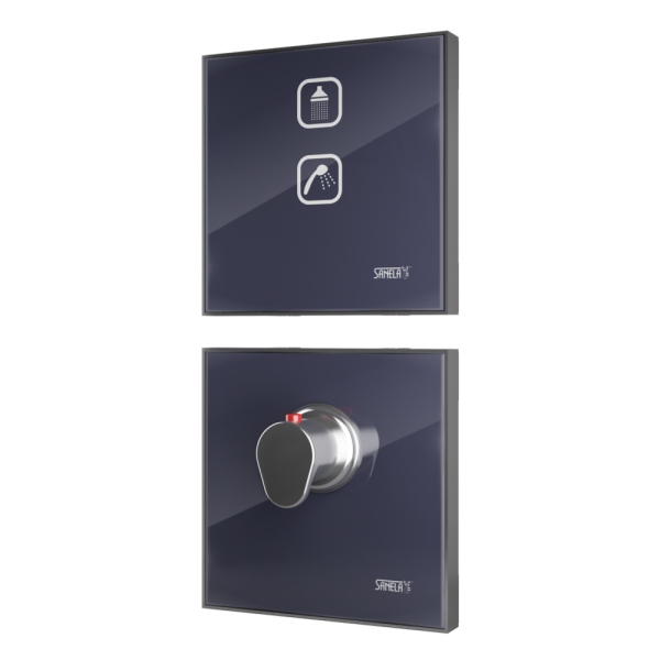 Elektronické dotykové ovládanie sprchy s termostatickým ventilom, farba tmavo šedá REF 7016, podsvietenie biele, 24 V DC
