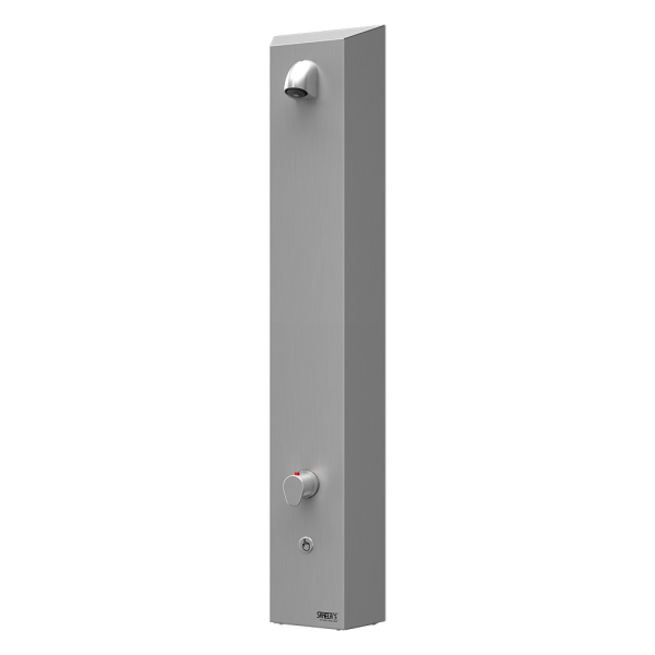Nerezový sprchový panel s integrovaným piezo ovládaním a termostatickým ventilom, 24 V DC