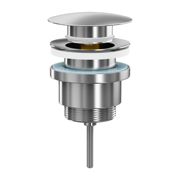 Umyvadlová výpusť, klik klak, bez přepadu, nerez, 5/4“