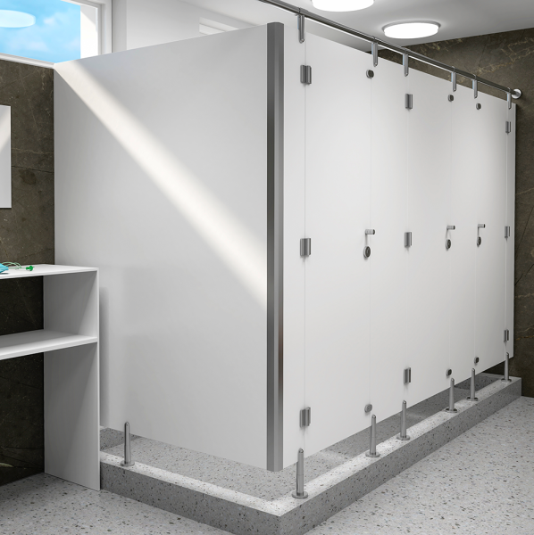 Sanitárne kabínky a priečky, HPL, hr. 12 mm, nerezový profil, do vlhkých priestorov